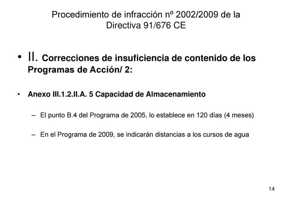 Procedimiento de infracción nº 2002/2009 de la Directiva 91/676 CE