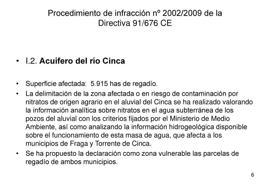Procedimiento de infracción nº 2002/2009 de la Directiva 91/676 CE