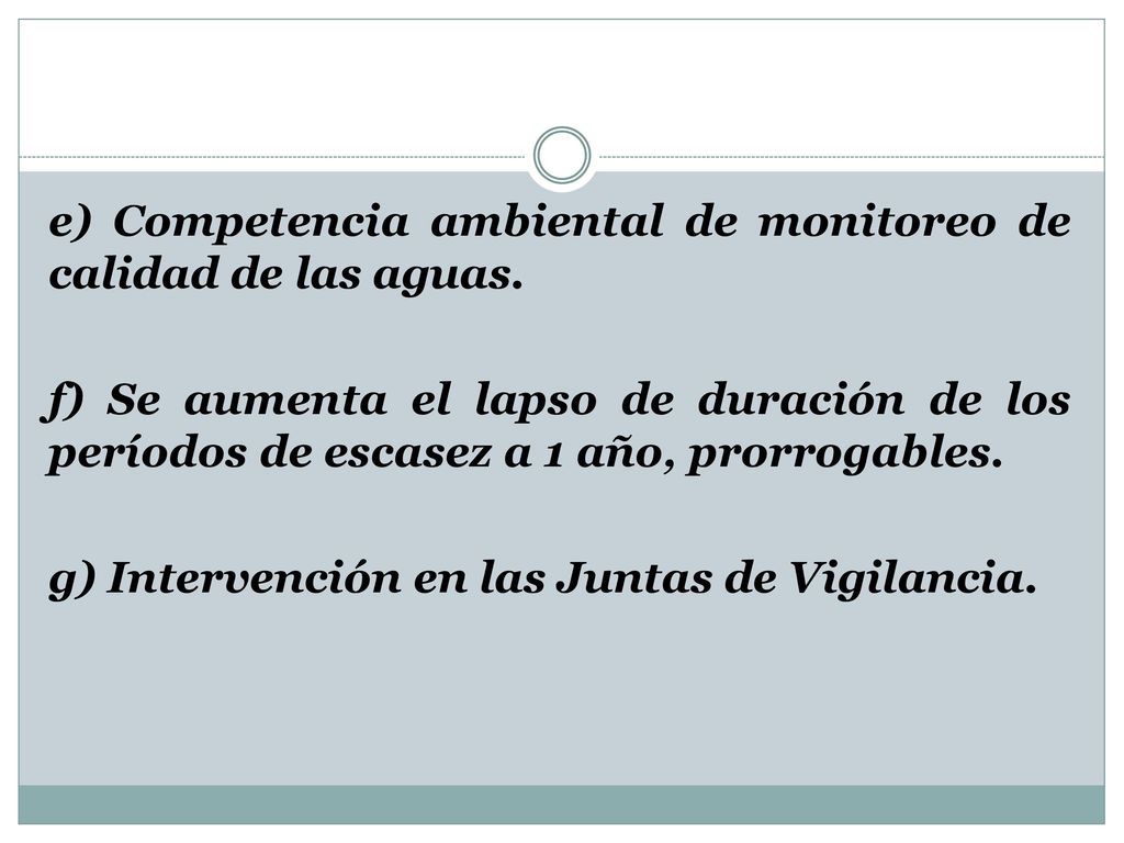e) Competencia ambiental de monitoreo de calidad de las aguas.
