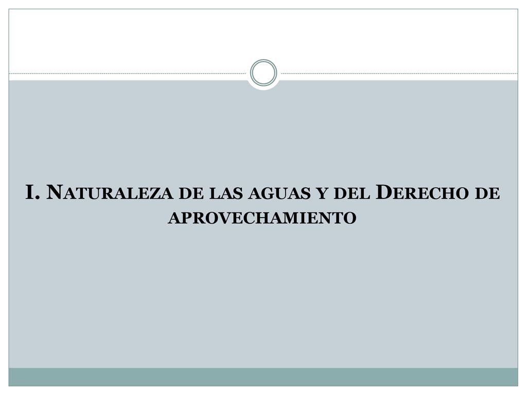 I. Naturaleza de las aguas y del Derecho de aprovechamiento