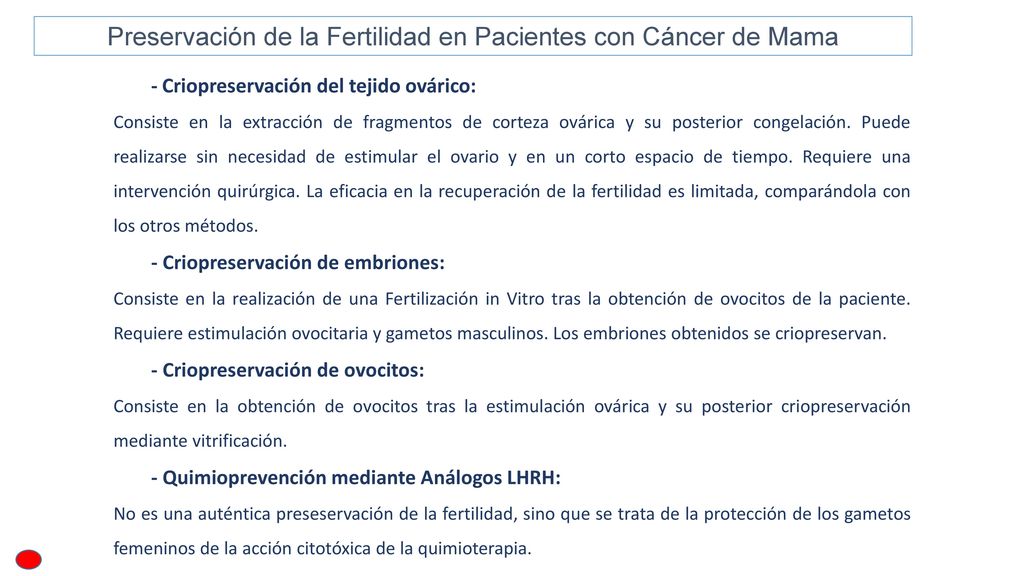 Preservación de la Fertilidad en Pacientes con Cáncer de Mama