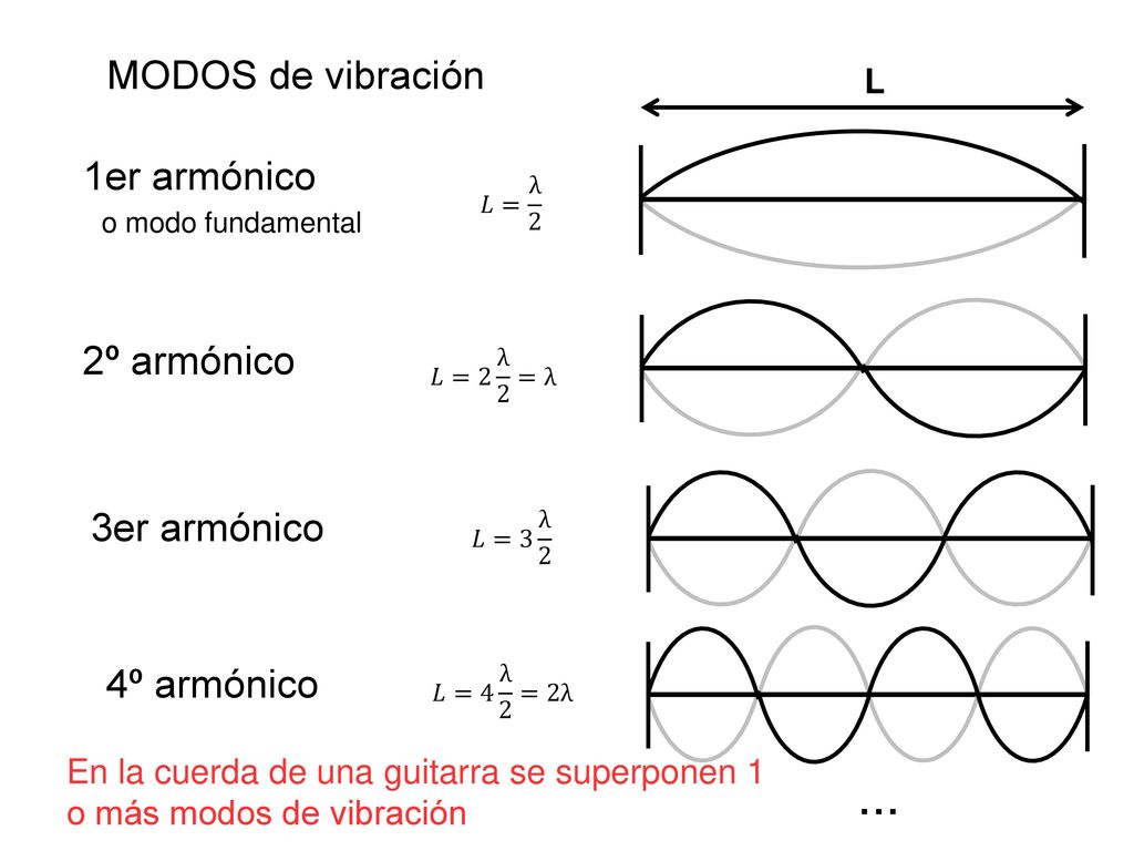 1er armónico o modo fundamental MODOS de vibración 2º armónico