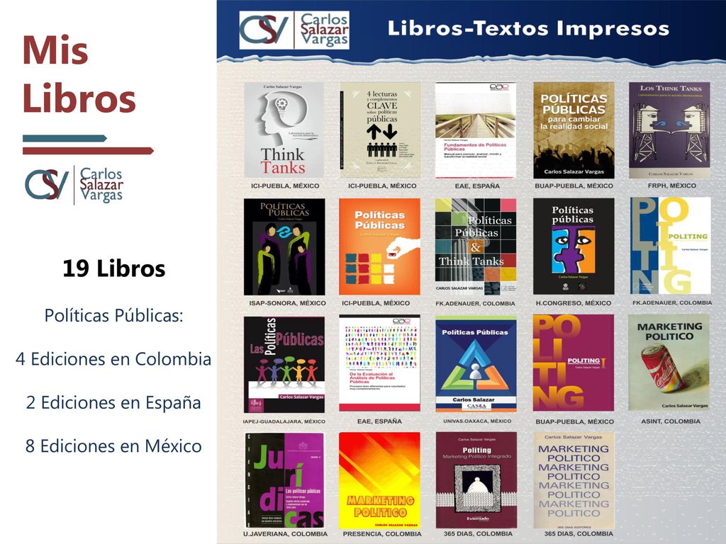 Mis Libros 19 Libros Políticas Públicas: 4 Ediciones en Colombia