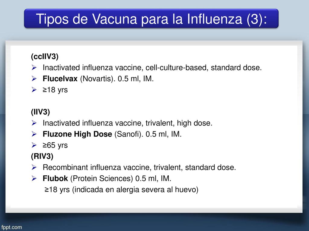 Tipos de Vacuna para la Influenza (3):