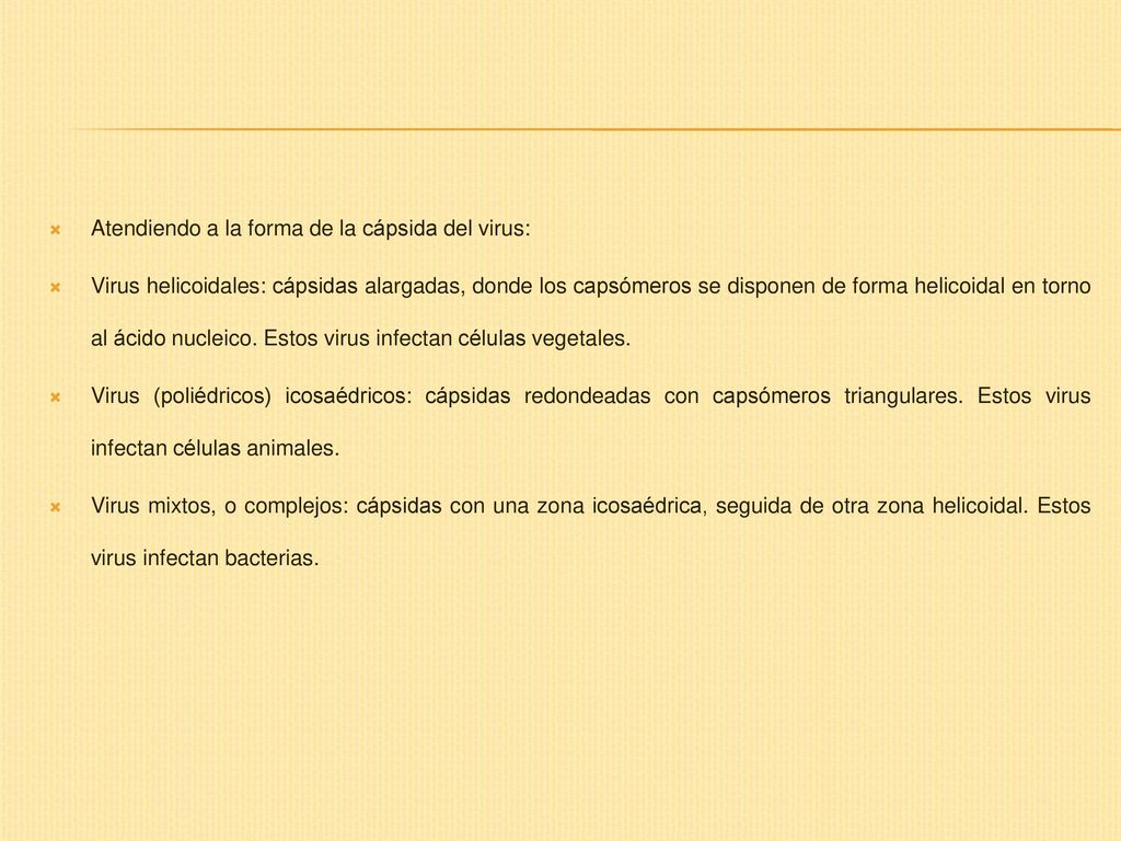 Atendiendo a la forma de la cápsida del virus: