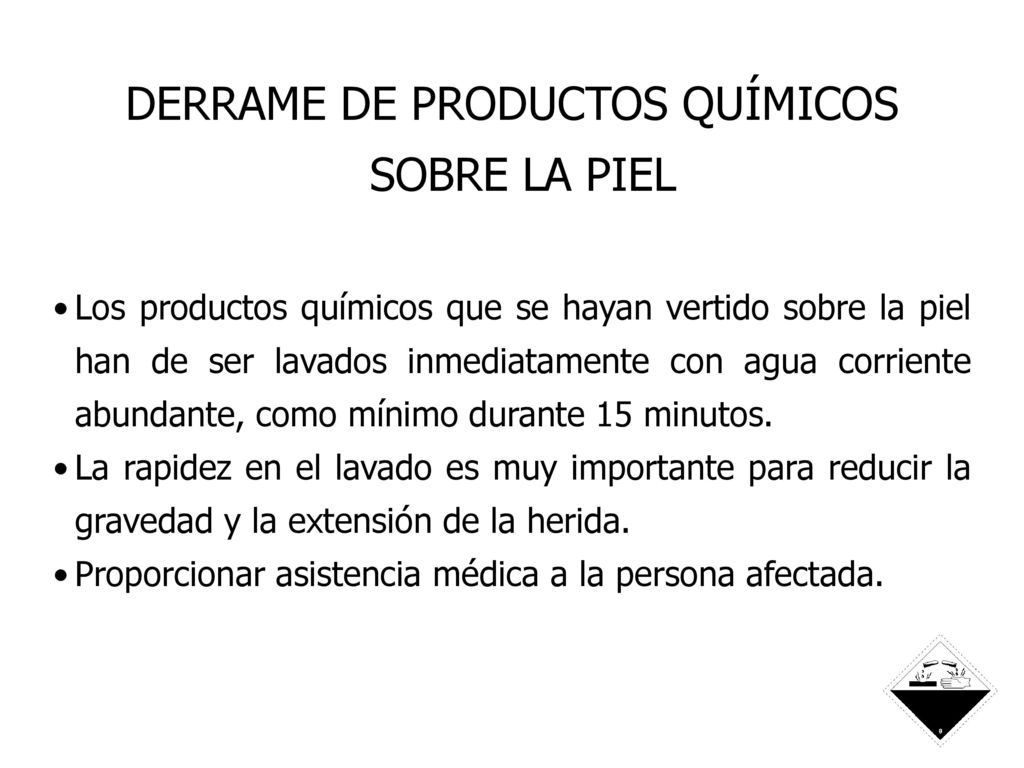 DERRAME DE PRODUCTOS QUÍMICOS SOBRE LA PIEL