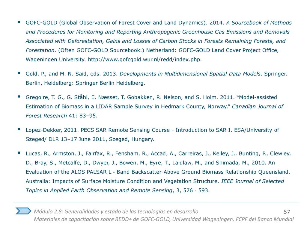 GOFC-GOLD (Global Observation of Forest Cover and Land Dynamics). 2014