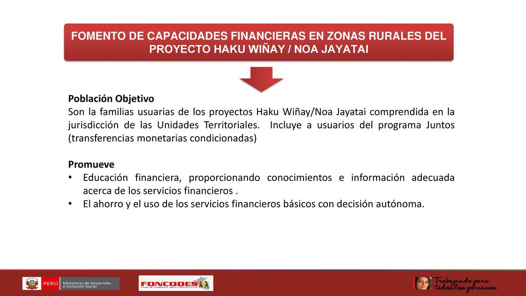 FOMENTO DE CAPACIDADES FINANCIERAS EN ZONAS RURALES DEL PROYECTO HAKU WIÑAY / NOA JAYATAI