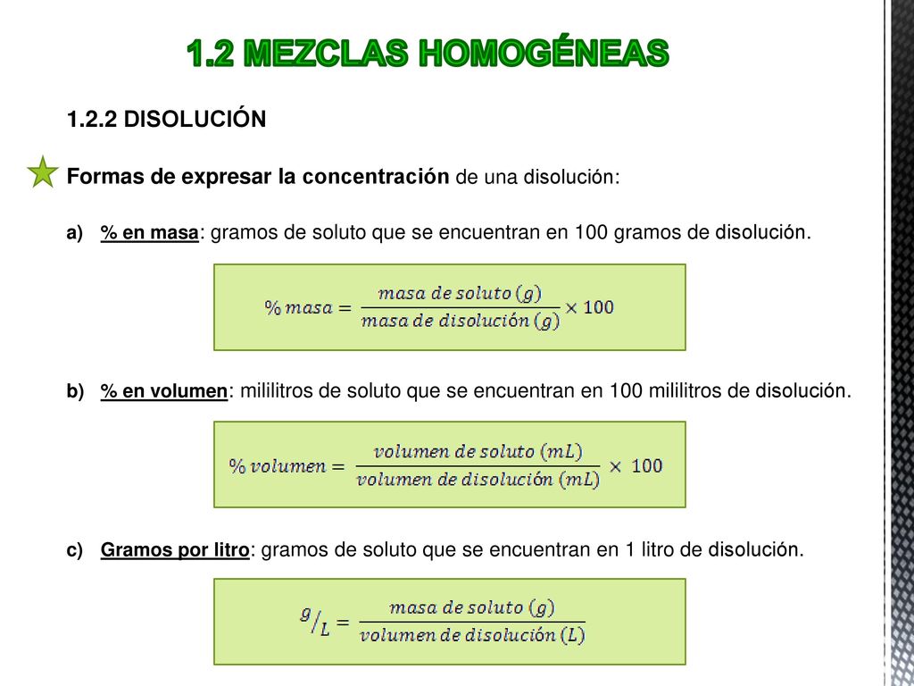 1.2 Mezclas Homogéneas DISOLUCIÓN