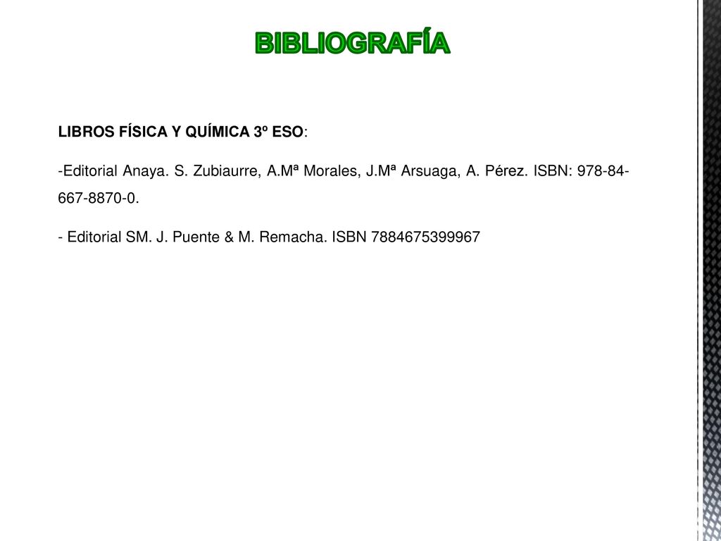 Bibliografía LIBROS FÍSICA Y QUÍMICA 3º ESO: