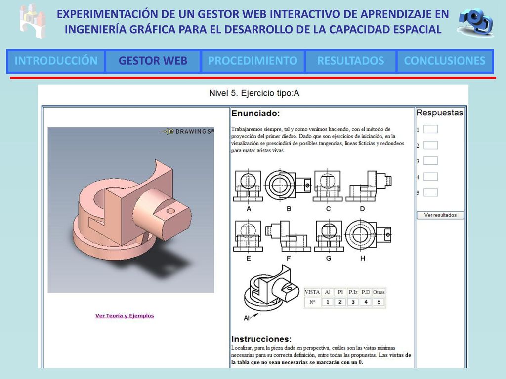 EXPERIMENTACIÓN DE UN GESTOR WEB INTERACTIVO DE APRENDIZAJE EN INGENIERÍA GRÁFICA PARA EL DESARROLLO DE LA CAPACIDAD ESPACIAL