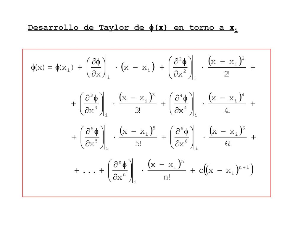 Desarrollo de Taylor de (x) en torno a xi