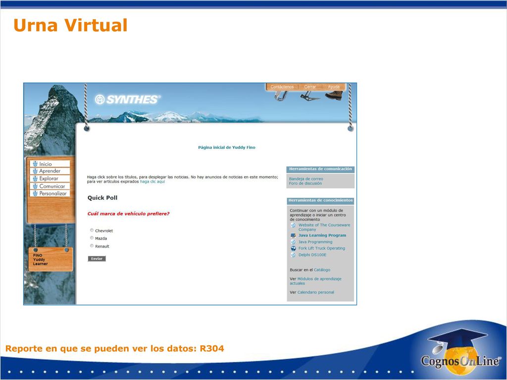 Urna Virtual Reporte en que se pueden ver los datos: R304