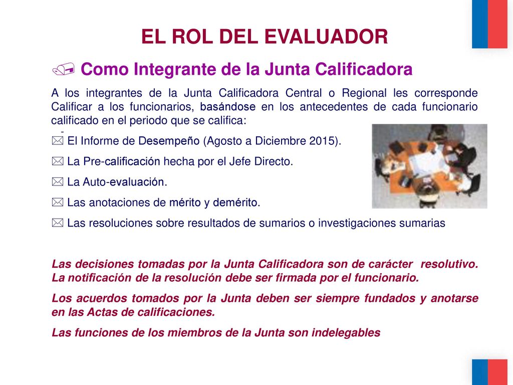 EL ROL DEL EVALUADOR Como Integrante de la Junta Calificadora