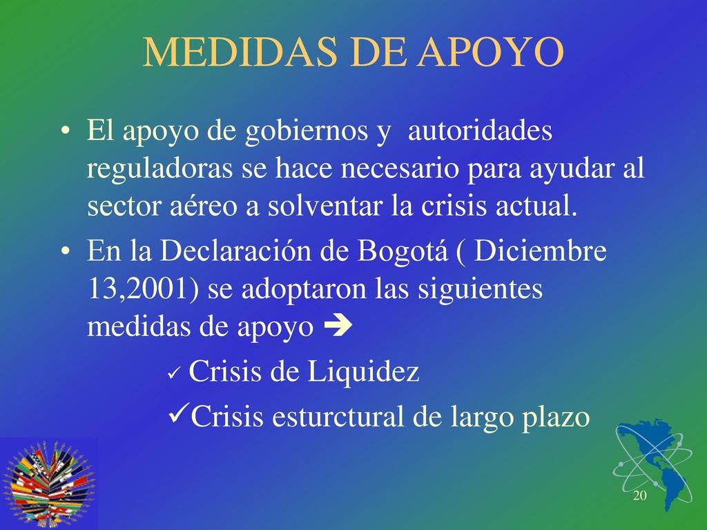 MEDIDAS DE APOYO El apoyo de gobiernos y autoridades reguladoras se hace necesario para ayudar al sector aéreo a solventar la crisis actual.