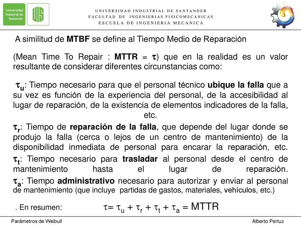 A similitud de MTBF se define al Tiempo Medio de Reparación
