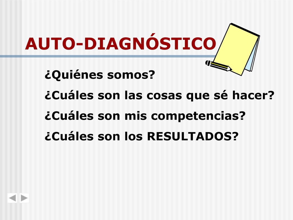 AUTO-DIAGNÓSTICO ¿Quiénes somos ¿Cuáles son las cosas que sé hacer