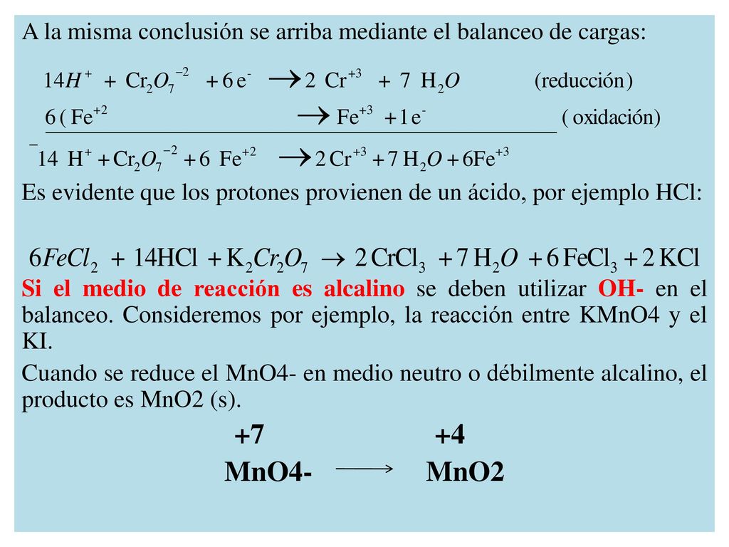 A la misma conclusión se arriba mediante el balanceo de cargas: