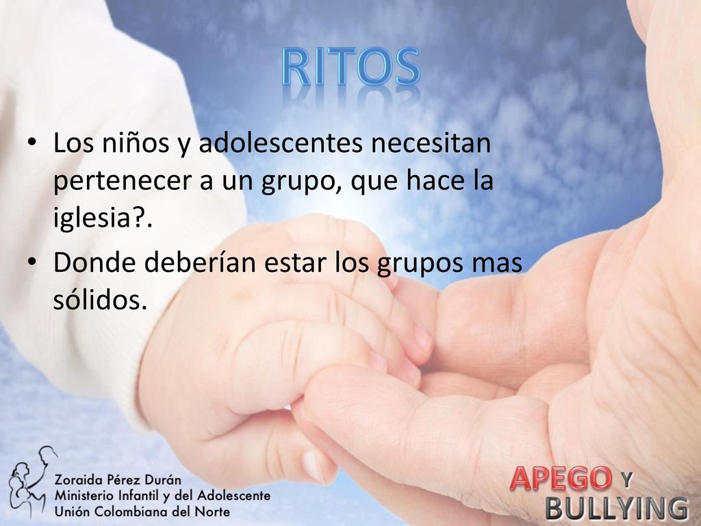 RITOS Los niños y adolescentes necesitan pertenecer a un grupo, que hace la iglesia .