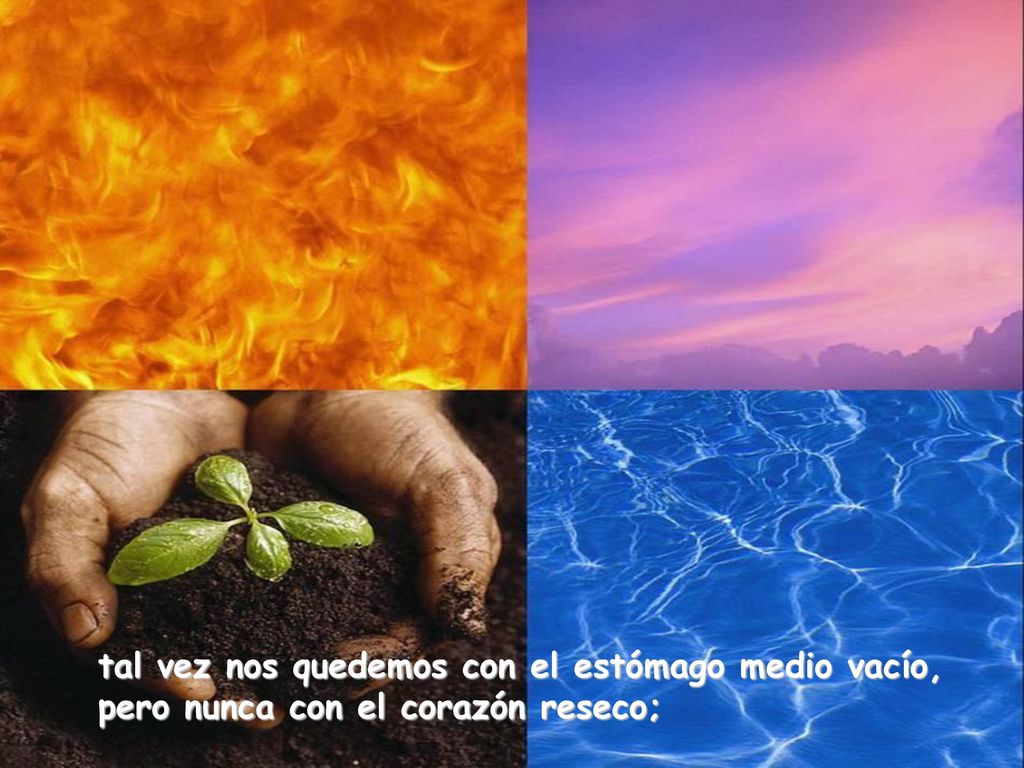 tal vez nos quedemos con el estómago medio vacío, pero nunca con el corazón reseco;
