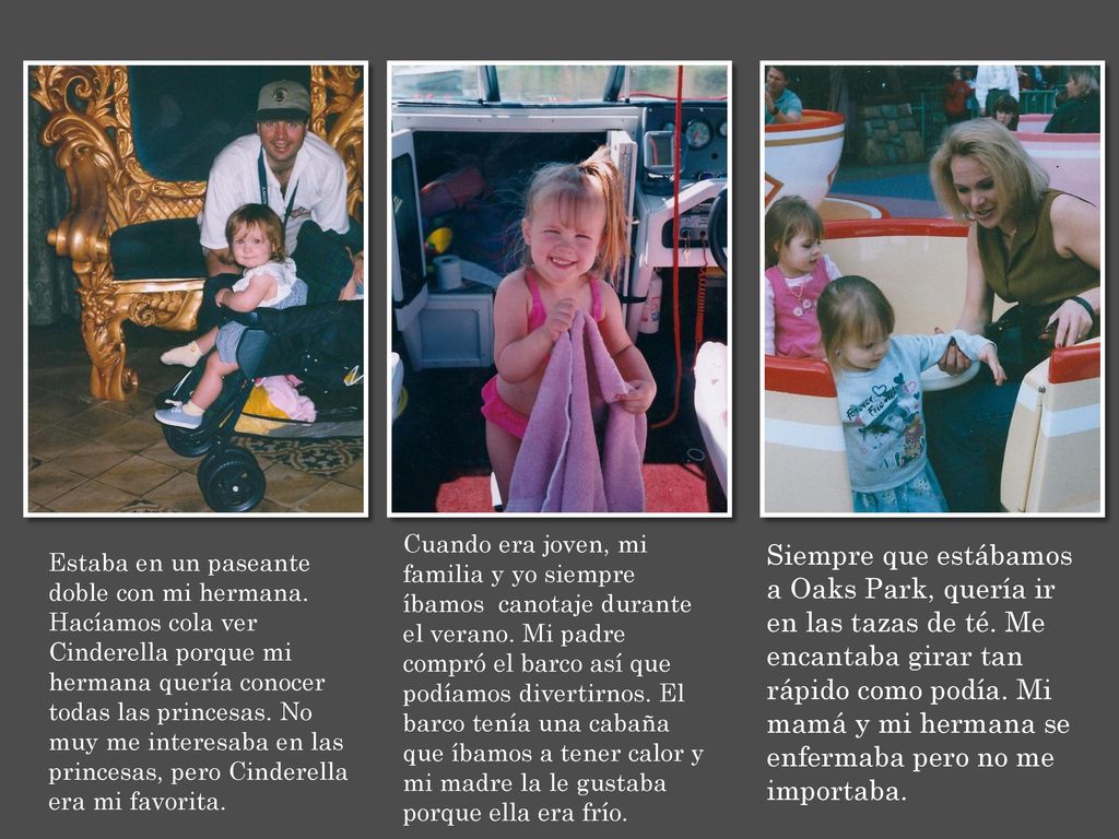 Cuando era joven, mi familia y yo siempre íbamos canotaje durante el verano. Mi padre compró el barco así que podíamos divertirnos. El barco tenía una cabaña que íbamos a tener calor y mi madre la le gustaba porque ella era frío.