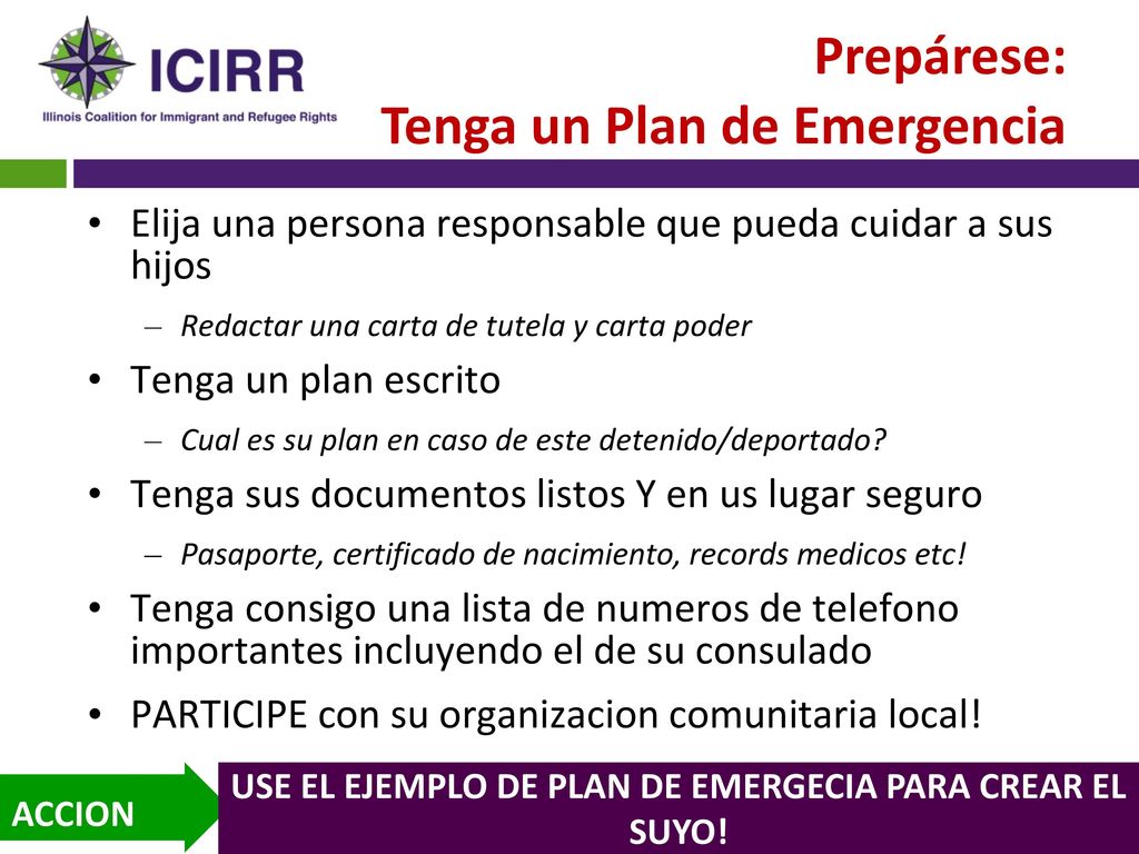 USE EL EJEMPLO DE PLAN DE EMERGECIA PARA CREAR EL SUYO!