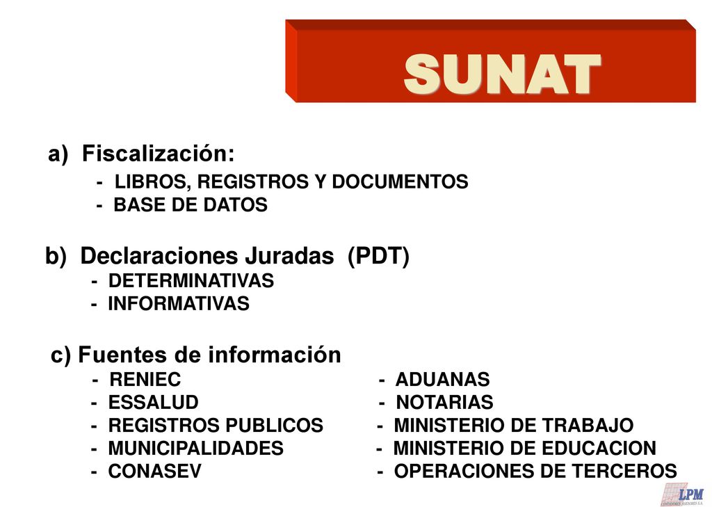 SUNAT - LIBROS, REGISTROS Y DOCUMENTOS b) Declaraciones Juradas (PDT)