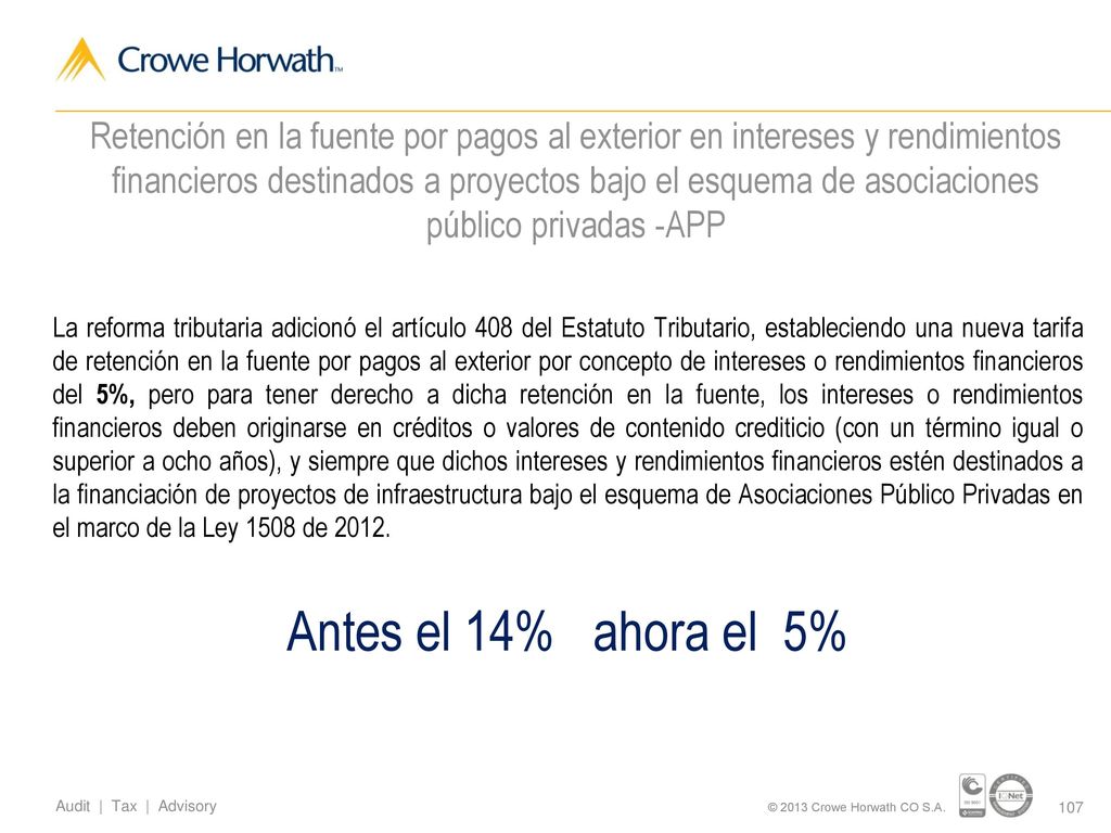 Retención en la fuente por pagos al exterior en intereses y rendimientos financieros destinados a proyectos bajo el esquema de asociaciones público privadas -APP