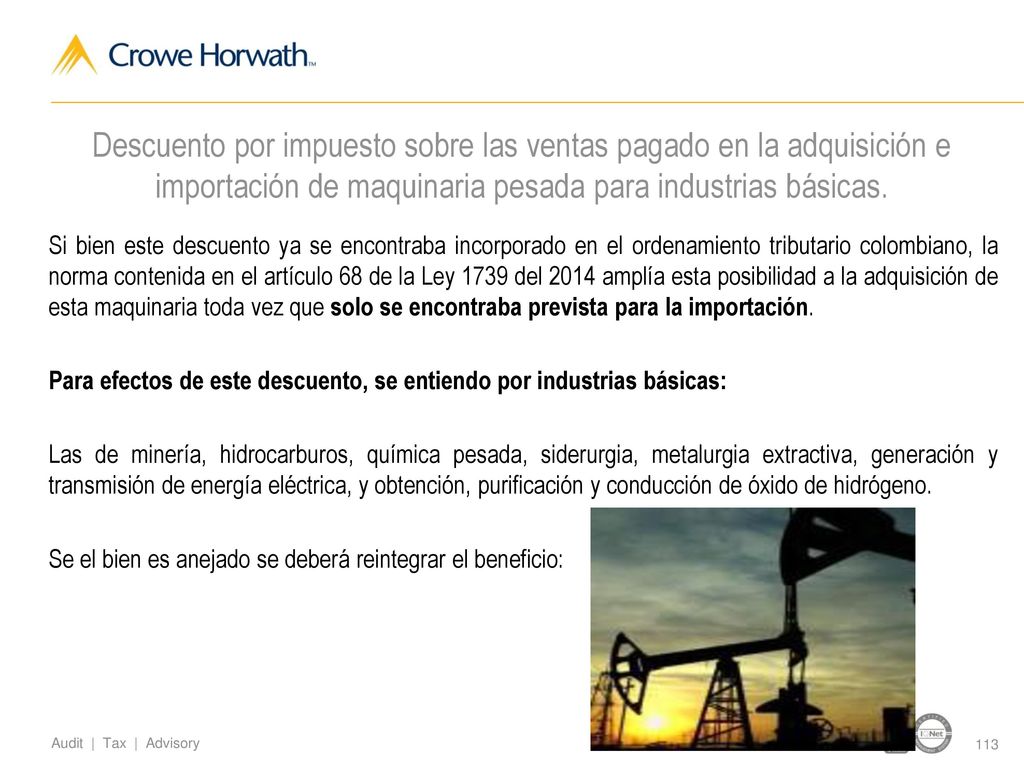 Descuento por impuesto sobre las ventas pagado en la adquisición e importación de maquinaria pesada para industrias básicas.