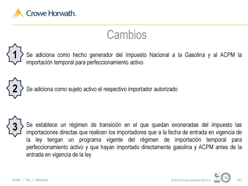 Cambios Se adiciona como hecho generador del Impuesto Nacional a la Gasolina y al ACPM la importación temporal para perfeccionamiento activo.