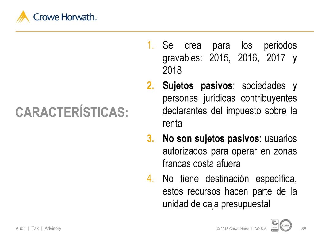 Se crea para los periodos gravables: 2015, 2016, 2017 y 2018