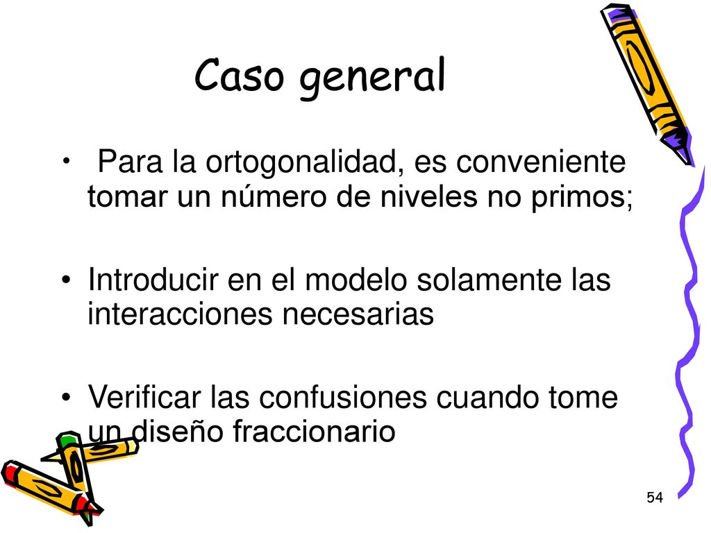 Caso general Para la ortogonalidad, es conveniente tomar un número de niveles no primos;