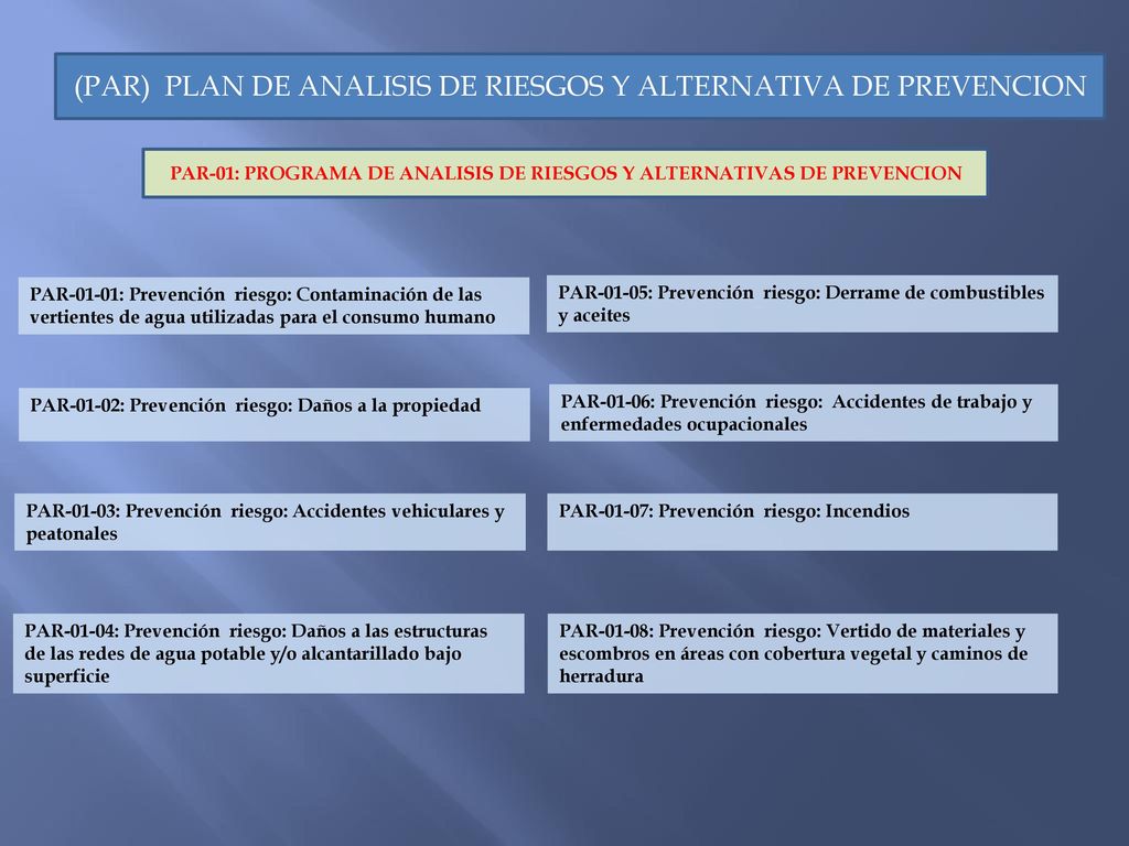 PAR-01: PROGRAMA DE ANALISIS DE RIESGOS Y ALTERNATIVAS DE PREVENCION