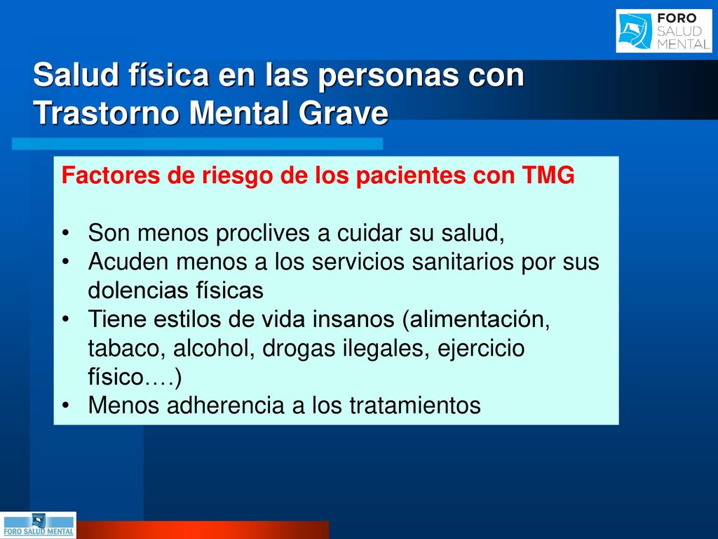 Salud física en las personas con Trastorno Mental Grave