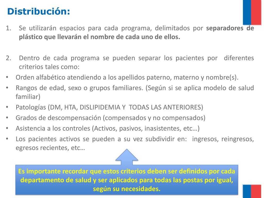 Distribución: Se utilizarán espacios para cada programa, delimitados por separadores de plástico que llevarán el nombre de cada uno de ellos.