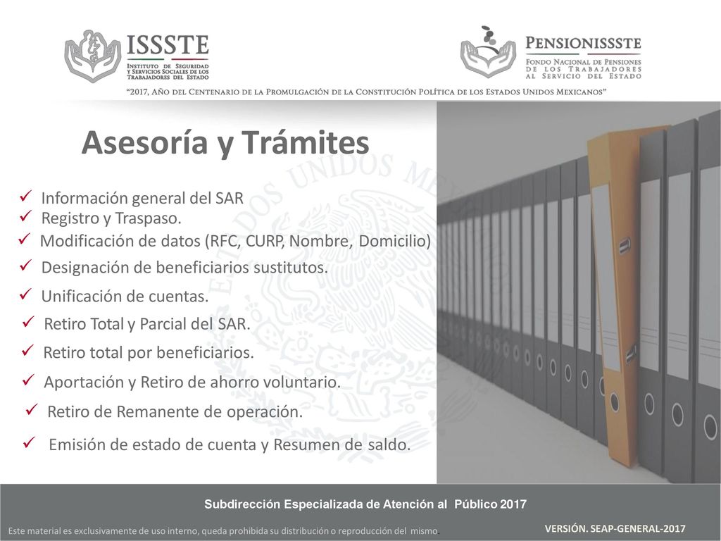 Asesoría y Trámites ación Información general del SAR
