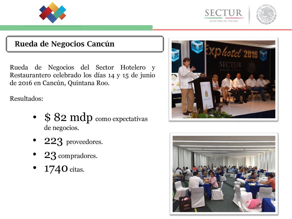 $ 82 mdp como expectativas de negocios. 223 proveedores.