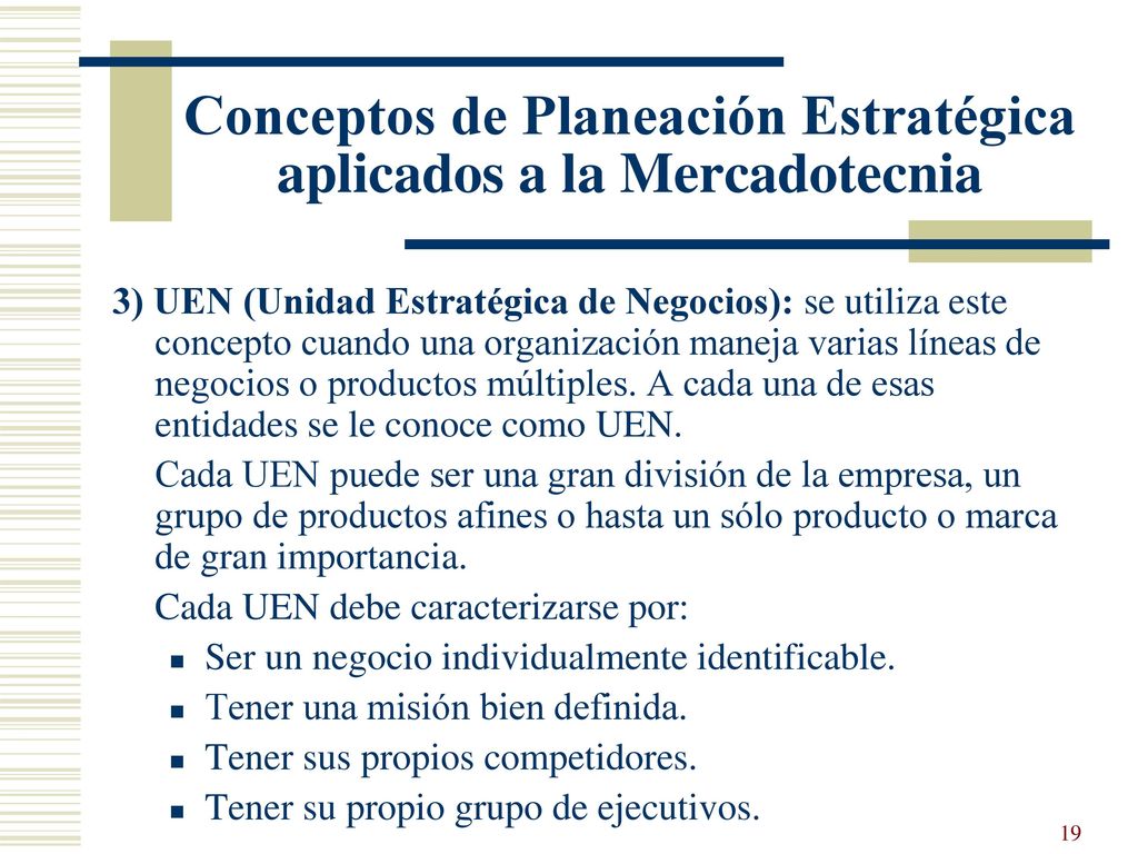 Conceptos de Planeación Estratégica aplicados a la Mercadotecnia