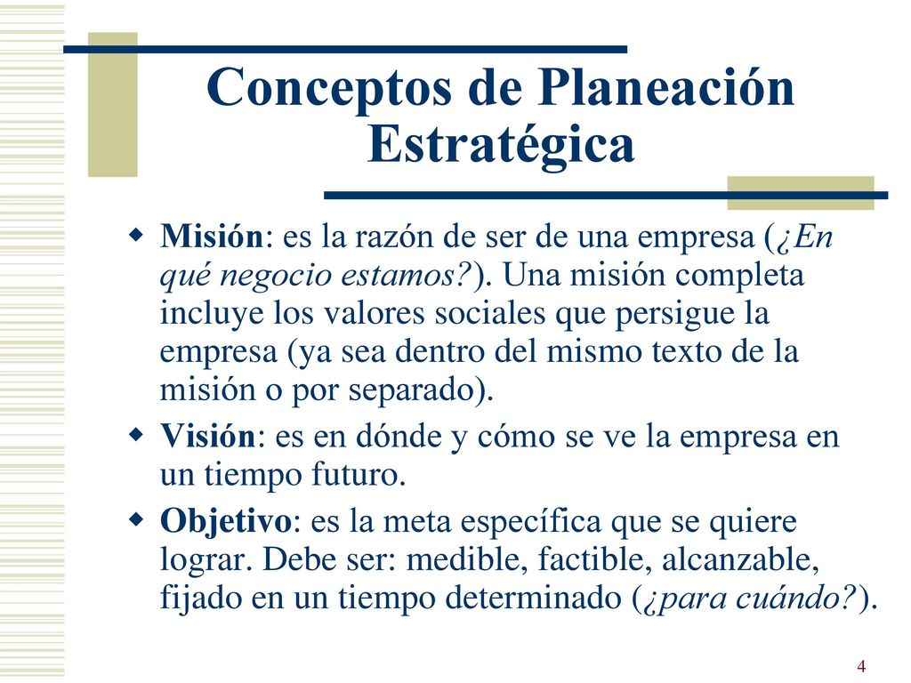 Conceptos de Planeación Estratégica