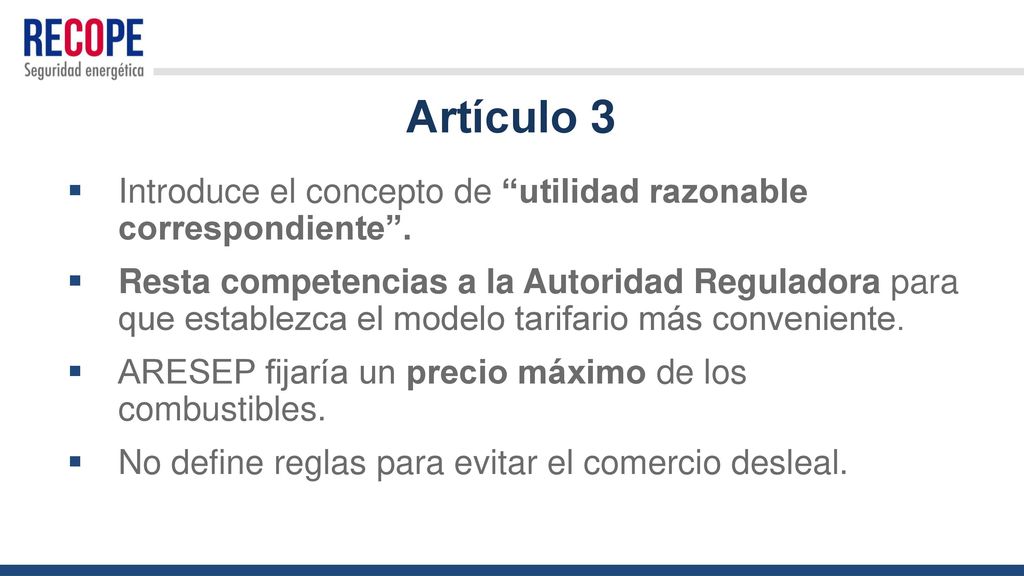 Artículo 3 Introduce el concepto de utilidad razonable correspondiente .