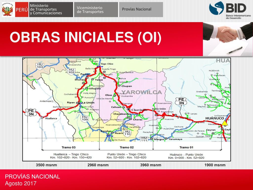 OBRAS INICIALES (OI) 3500 msnm 2960 msnm 3960 msnm 1900 msnm