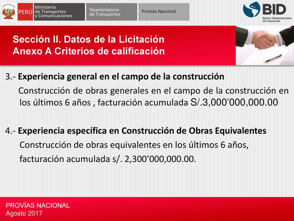 Sección II. Datos de la Licitación Anexo A Criterios de calificación