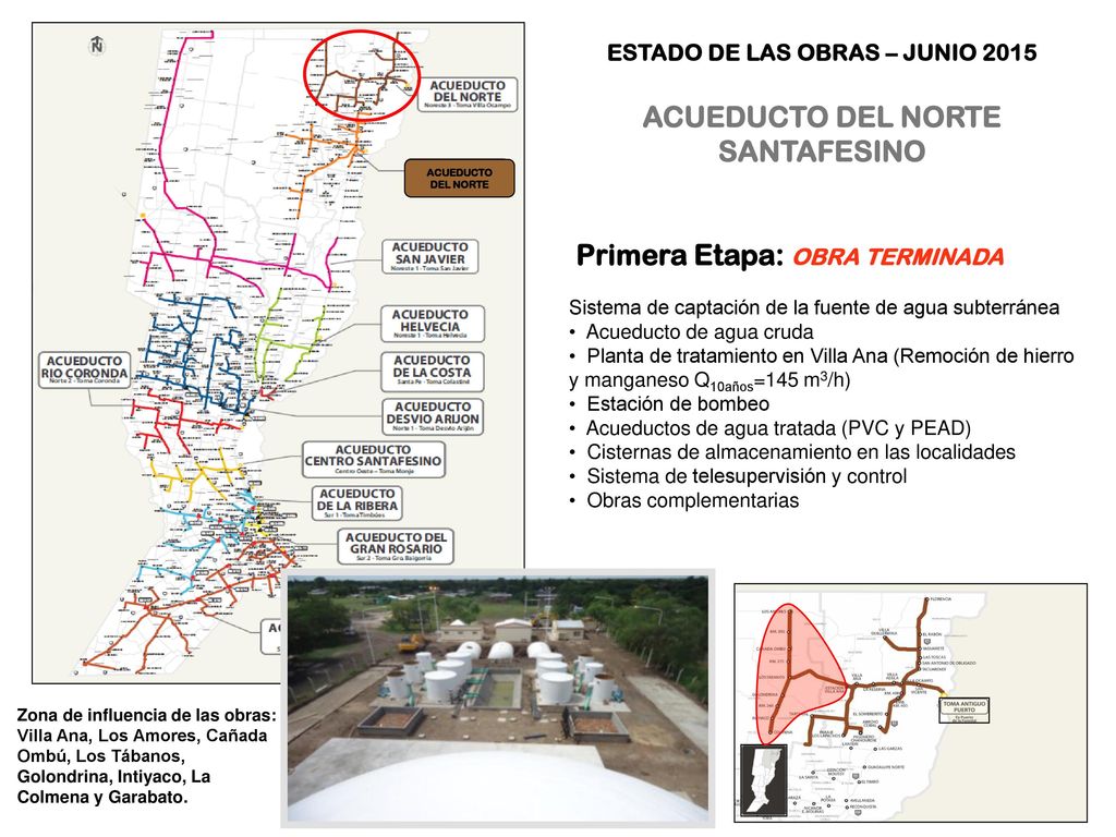 ESTADO DE LAS OBRAS – JUNIO 2015 ACUEDUCTO DEL NORTE SANTAFESINO