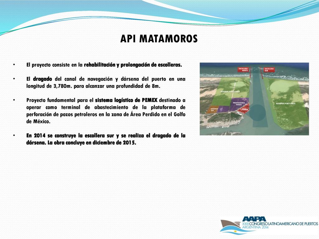 API MATAMOROS El proyecto consiste en la rehabilitación y prolongación de escolleras.