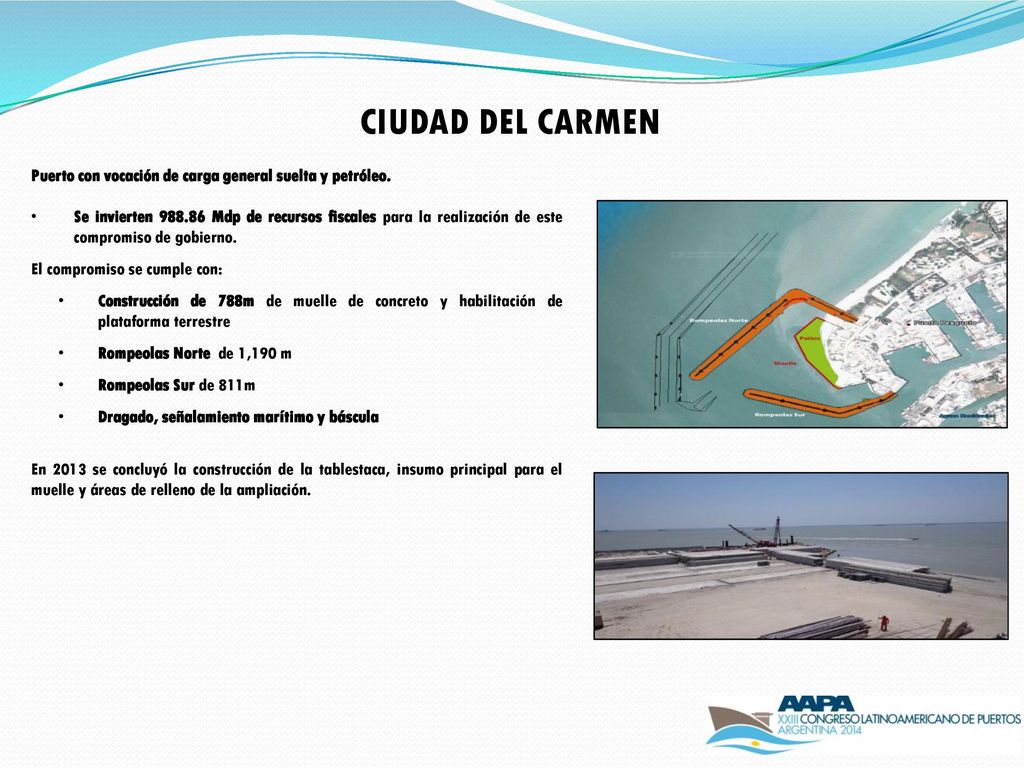 CIUDAD DEL CARMEN Puerto con vocación de carga general suelta y petróleo.