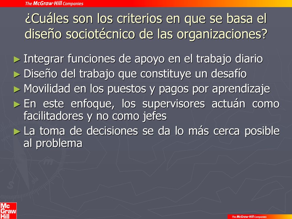 ¿Cuáles son los criterios en que se basa el diseño sociotécnico de las organizaciones