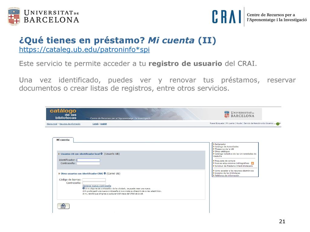 ¿Qué tienes en préstamo. Mi cuenta (II)   ub