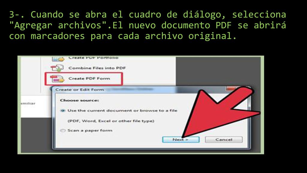 3-. Cuando se abra el cuadro de diálogo, selecciona Agregar archivos