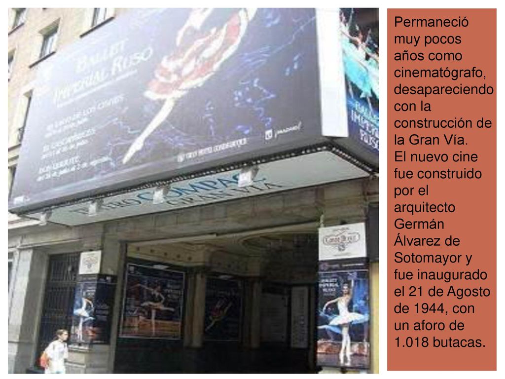 Permaneció muy pocos años como cinematógrafo, desapareciendo con la construcción de la Gran Vía.