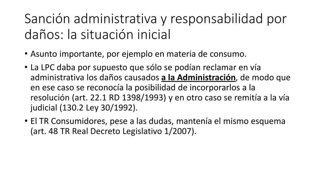 Sanción administrativa y responsabilidad por daños: la situación inicial